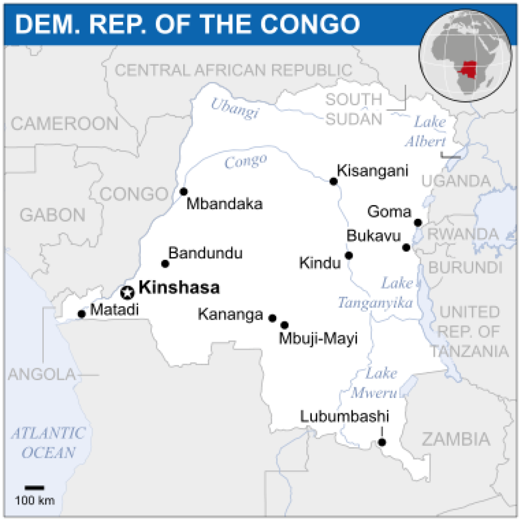 Map of Democratic Republic of Congo 