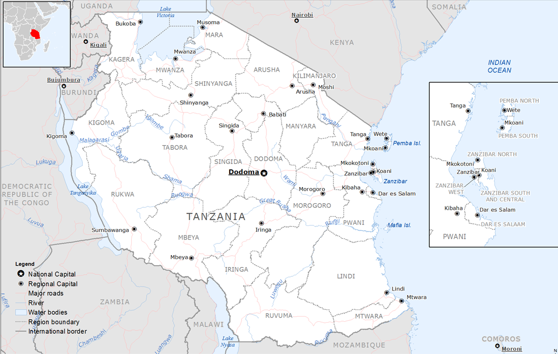 Map of Tanzania 